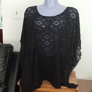 BECCA Black Geometric Shrug Poncho Swim Coverup